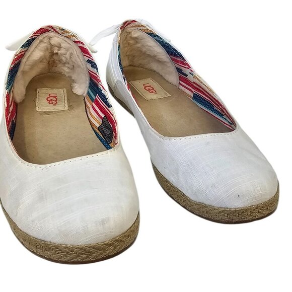 UGG Womens Perrie Classic Comfort Loafer Slip On Flats, Canvas, Bow, Size 8 - Picture 8 of 9